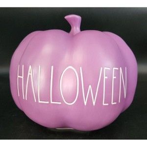 Rae Dunn "HALLOWEEN " Purple Pumpkin Decoration 8 In Tall